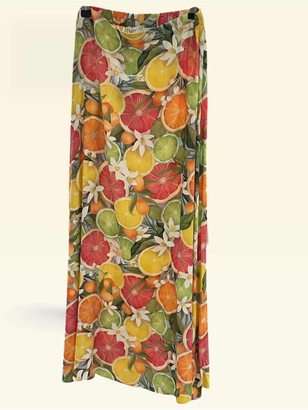 Citrus Bloom Maxi Skirt - Multicolor Fruit Print